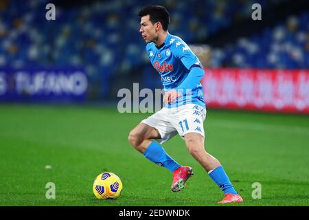 Hirving Lozano di Napoli in azione durante il campionato italiano Serie UNA partita di calcio tra SSC Napoli e Juventus F. / LM Foto Stock