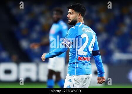 Lorenzo Insigne di Napoli reagisce durante il campionato italiano Serie Una partita di calcio tra SSC Napoli e Juventus FC / LM Foto Stock