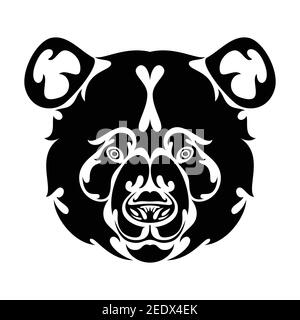 Ritratto astratto disegnato a mano di un panda. Illustrazione grafica vettoriale stilizzata per tatuaggio, logo, decorazioni da parete, stampa di T-shirt o outwear. Questo wul disegno Illustrazione Vettoriale