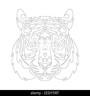 Ritratto astratto disegnato a mano di una tigre. Illustrazione grafica vettoriale stilizzata per tatuaggio, logo, decorazioni da parete, stampa di T-shirt o outwear. Questo wul disegno Illustrazione Vettoriale