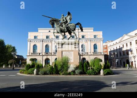 Statua equestre in bronzo e monumento al Cid Campeador nella città di Burgos. Spagna. Foto Stock
