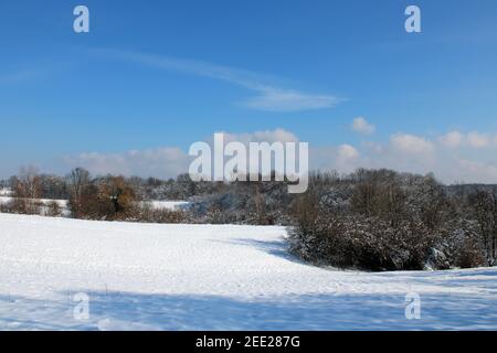 Febbraio natura scene invernali dei dintorni di Zagabria, Croazia Foto Stock