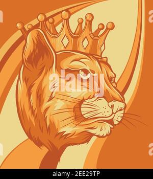 Panther nella corona. Disegno di illustrazione vettoriale Illustrazione Vettoriale