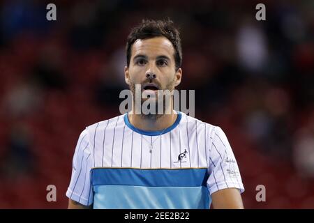 Sofia, Bulgaria - 12 novembre 2020: Salvatore Caruso, italiano, reagisce durante il suo quarto finale contro Richard Gasquet, francese, durante la Sofia Foto Stock