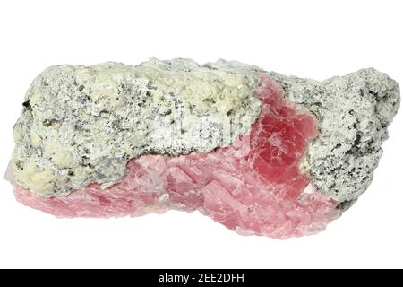 rhodochrosite di Guangxi, Cina isolato su sfondo bianco Foto Stock