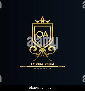 Initial Letter with Royal Template.Elegant with Crown logo vector, Creative lettering Logo Vector Illustration. Illustrazione Vettoriale