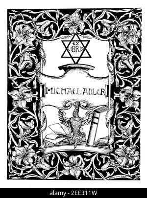 Bookplate per il Dott. Michael Adler di Amy Sandheim, in 1899 lo studio un giornale illustrato di fine e di arte applicata Foto Stock