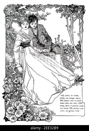 Illustrazione della poesia figlia di Gardener di Fred H Ball di Nottingham, nel 1899 The Studio An Illustrated Magazine of fine and Applied Art Foto Stock