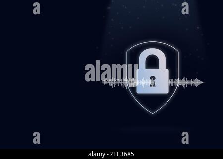 Protezione dei dati con il software audio Cyber Security Privacy Business Internet Technology Concept. Protezione dei dati e assicurazione. Il concetto di business se Foto Stock