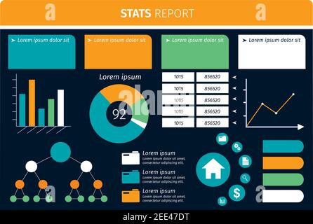 Business Company analysis stat report Presentation infographic dashboard vettoriale Illustrazione Vettoriale