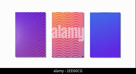 Coperchi minimale design. Colorate gradienti di mezzitoni. Futuro dei motivi geometrici. Illustrazione Vettoriale