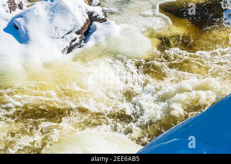 Marble Rapids Eels Creek Apsley Ontario Canada in inverno Foto Stock