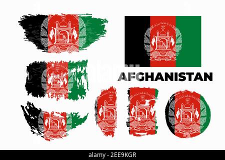 Felice giorno dell'indipendenza dell'Afghanistan. Bandiera grunge dipinta a pennello dell'Afghanistan Illustrazione Vettoriale