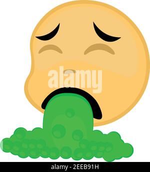 Illustrazione vettoriale di un'emoticon che espelle un vomito Illustrazione Vettoriale