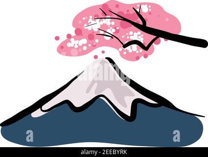 Mount Fuji stock illustrazione vettore , isolato su sfondo bianco Illustrazione Vettoriale
