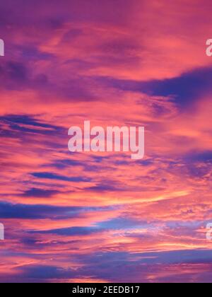 Cielo di tramonto con nuvole rosa, Kent Foto Stock