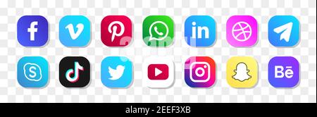 Icone popolari di social network Big Set. Facebook, Instagram e YouTube. Vettore Illustrazione Vettoriale