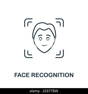 Icona riconoscimento facciale. Elemento semplice della raccolta di sicurezza Internet. Icona Creative Face Recognition per il web design, modelli, infografiche e. Illustrazione Vettoriale