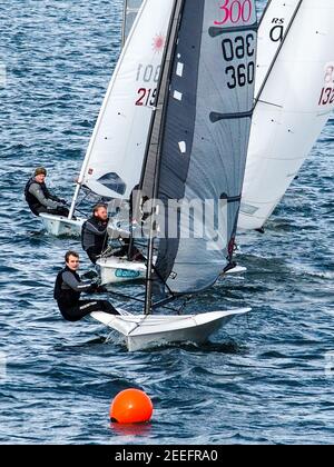 Inizio della gara di vela Dinghy a North Berwick Foto Stock