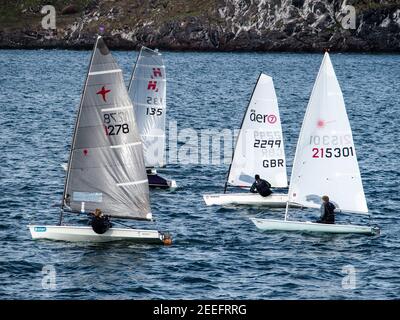 Inizio della gara di vela Dinghy a North Berwick Foto Stock