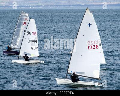 Inizio della gara di vela Dinghy a North Berwick Foto Stock