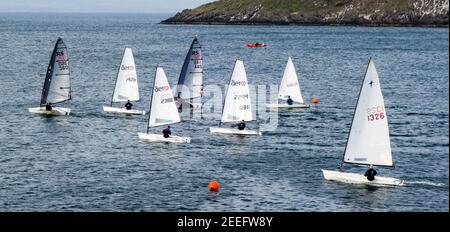 Inizio della gara di vela Dinghy a North Berwick Foto Stock