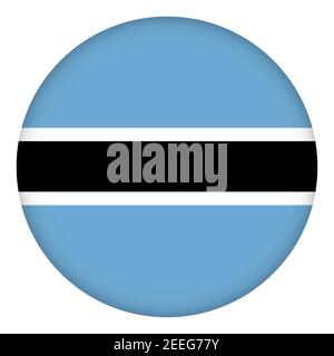 Bandiera di Botswana icona rotonda, badge o pulsante. Simbolo nazionale. Disegno modello, illustrazione vettoriale. Illustrazione Vettoriale