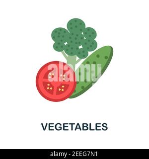 Icona verdure piatte. Colore elemento semplice dalla raccolta nutrizionale. Icona verdure creative per il web design, modelli, infografiche e altro ancora Illustrazione Vettoriale