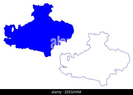 Provincia di Avellino (Italia, Repubblica Italiana, Campania) mappa illustrazione vettoriale, schizzo della mappa della provincia di Avellino Illustrazione Vettoriale