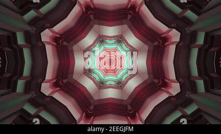 Infinite illustrazioni 3d futuristiche del tunnel Foto Stock