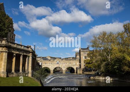 Pulteney Bridge, bagno, Inghilterra Foto Stock