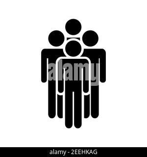 Icona del team aziendale. Uomini d'affari in piedi insieme. Team aziendale. Metafora della leadership. Evitare la folla concetto di persone. Illustrazione vettoriale isolata Illustrazione Vettoriale