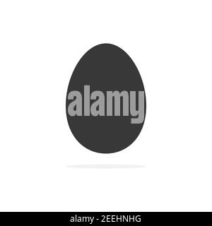 Icona uovo nero. Uovo di pollo. Silhouette per il cibo. Vettore isolato su bianco Illustrazione Vettoriale