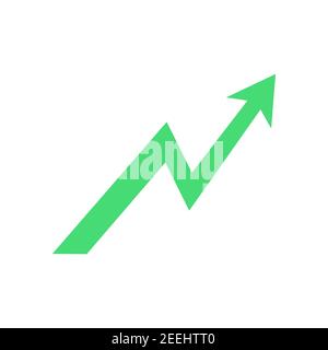 Icona freccia di crescita. Freccia verde su. Simbolo di successo. Vettore isolato su bianco Illustrazione Vettoriale
