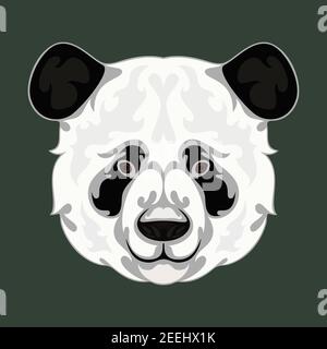 Ritratto astratto disegnato a mano di un panda. Illustrazione colorata e stilizzata da Vector per tatuaggio, logo, decorazioni da parete, stampa di T-shirt o outwear. Questo dra Illustrazione Vettoriale