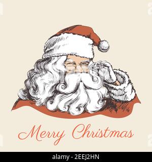 Un'illustrazione sorridente di Babbo Natale Portrait Vector. Illustrazione Vettoriale