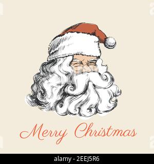 Un'illustrazione sorridente di Babbo Natale Portrait Vector. Illustrazione Vettoriale