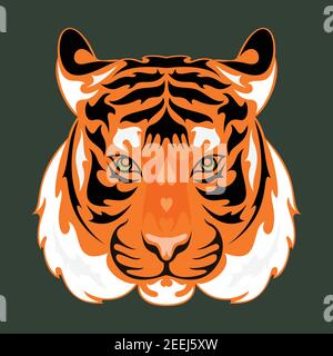 Ritratto astratto disegnato a mano di una tigre. Illustrazione colorata e stilizzata da Vector per tatuaggio, logo, decorazioni da parete, stampa di T-shirt o outwear. Questo dra Illustrazione Vettoriale