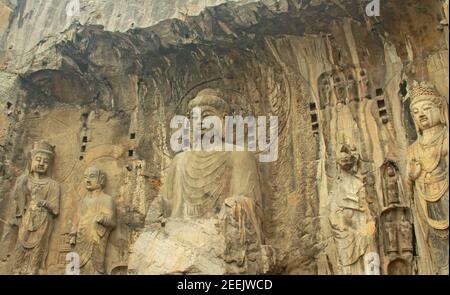 Buddha nelle Grotte dei Longmen Foto Stock