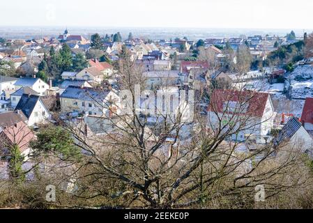 Paesaggio urbano di Wachenheim, febbraio 2021 Foto Stock