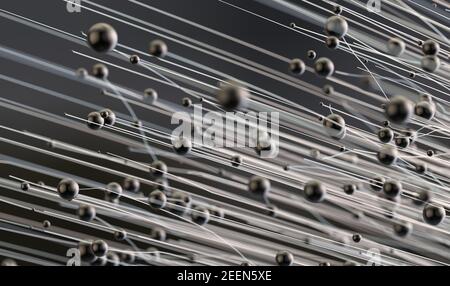 illustrazione del progetto 3d con linee e sfere. Concetto di reti e di connessione.Abstract scienza e tecnologia background Foto Stock