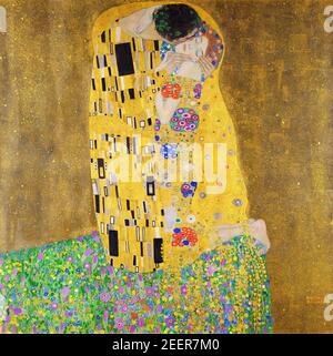 Gustav Klimt, dipinto intitolato il bacio (Der Kuss), olio su tela, 1908/09 Foto Stock
