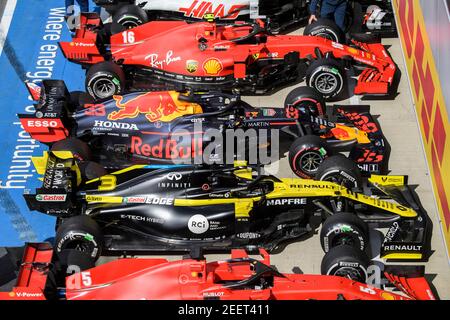 Vetture al parc ferme durante il Gran Premio britannico di Formula 1 Pirelli 2020, dal 31 luglio al 02 agosto 2020 sul circuito di Silverstone, a Silverstone, Regno Unito - Foto DPPI Foto Stock