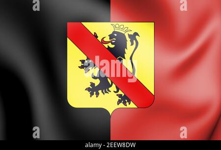 Bandiera 3D della provincia di Namur, Belgio. Illustrazione 3D. Foto Stock