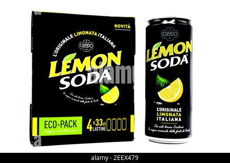 LIMONATA DI LIMONE italiana. La Soda al limone è una marca di Terme di Crodo Foto Stock