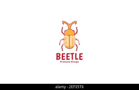 animale insetto arancione beetle logo disegno vettore icona simbolo illustrazione Illustrazione Vettoriale