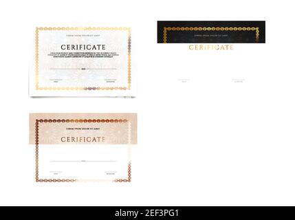 Set di diversi modelli di certificato di lusso del vincitore, diploma bianco Illustrazione Vettoriale