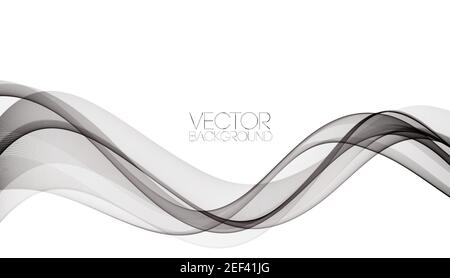 Vettore astratto a forma d'onda di grigio uniforme. Illustrazione del movimento in grigio del flusso della curva. Linee grigie fumé ondulate. Illustrazione Vettoriale