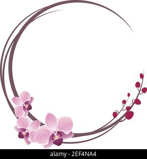 Orchidee delicate fioriscono la corona o la cornice rotonda con fiori rosa Illustrazione Vettoriale