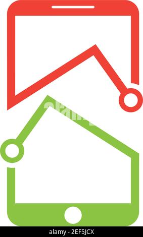 Design del logo dello smartphone. Simbolo di concetto del telefono cellulare. Tecnologia elettronica moderna simbolo illustrazione vettoriale. Illustrazione Vettoriale